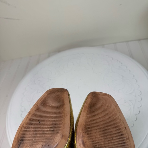 J. Crew Celia gold stack heel pumps - Picture 12 of 13